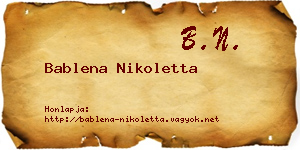 Bablena Nikoletta névjegykártya